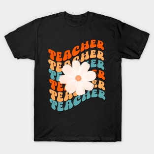 Teacher, Groovy , wavy text design for teachers T-Shirt